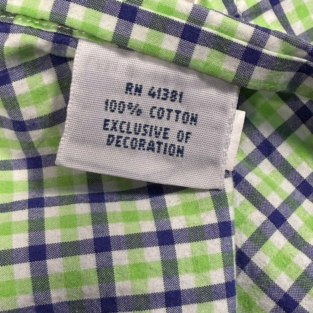 Polo Ralph Lauren Button Down Shirt Mens M Green Gingham Check Plaid Cotton Prep